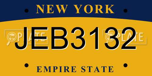 JEB3132 New York License Plate