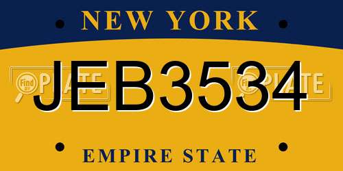 JEB3534 New York License Plate