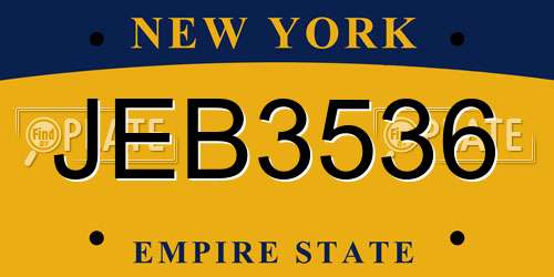 JEB3536 New York License Plate