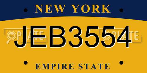 JEB3554 New York License Plate