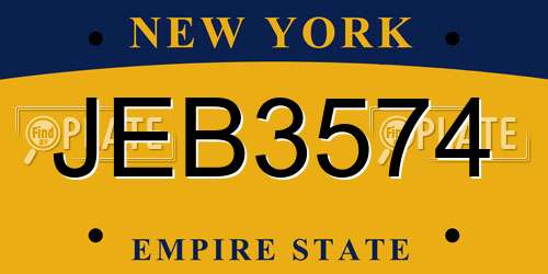JEB3574 New York License Plate