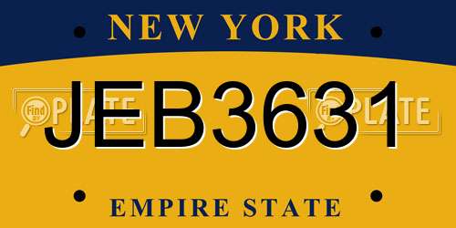JEB3631 New York License Plate