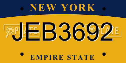 JEB3692 New York License Plate