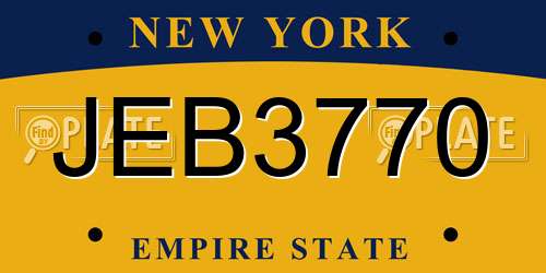JEB3770 New York License Plate