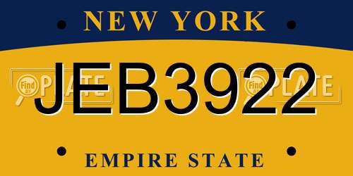 JEB3922 New York License Plate