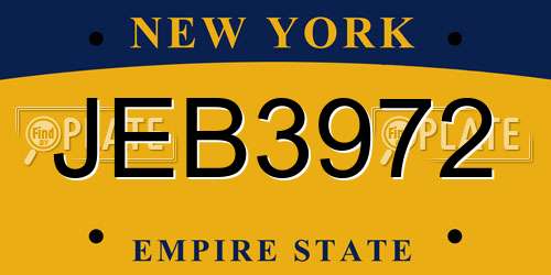 JEB3972 New York License Plate