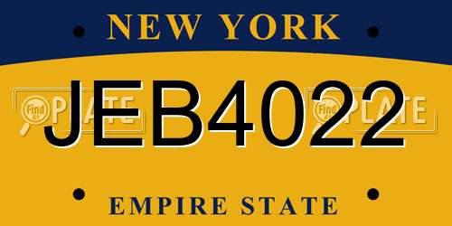 JEB4022 New York License Plate
