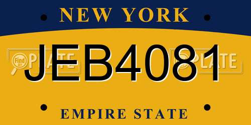 JEB4081 New York License Plate