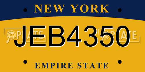 JEB4350 New York License Plate