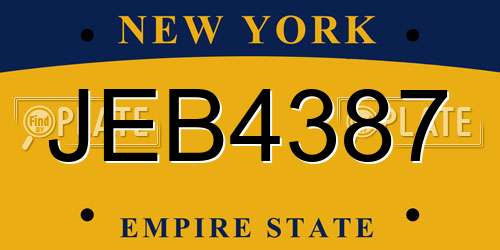 JEB4387 New York License Plate