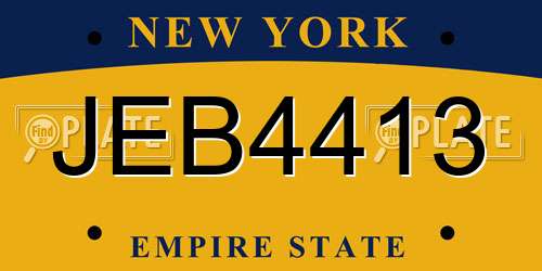 JEB4413 New York License Plate