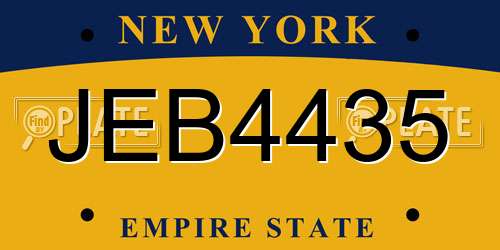 JEB4435 New York License Plate