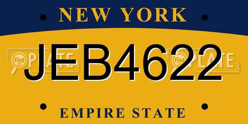 JEB4622 New York License Plate