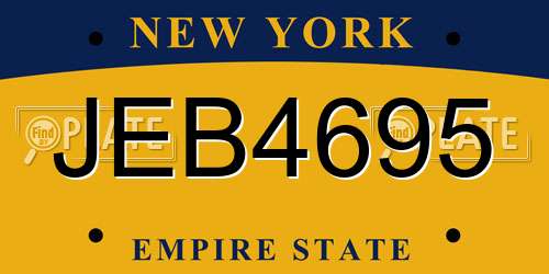 JEB4695 New York License Plate