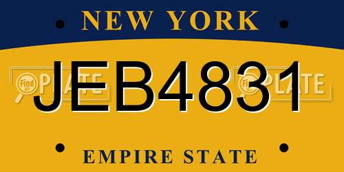 JEB4831 New York License Plate