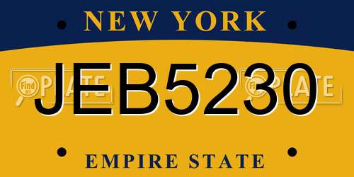 JEB5230 New York License Plate