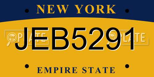 JEB5291 New York License Plate