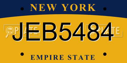 JEB5484 New York License Plate