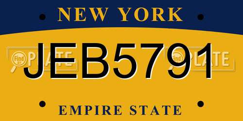 JEB5791 New York License Plate