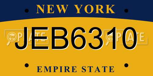 JEB6310 New York License Plate