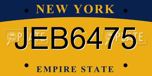 JEB6475 New York License Plate