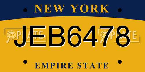 JEB6478 New York License Plate