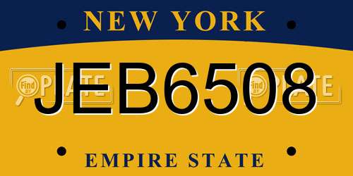 JEB6508 New York License Plate