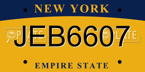 JEB6607 New York License Plate