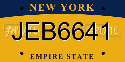 JEB6641 New York License Plate