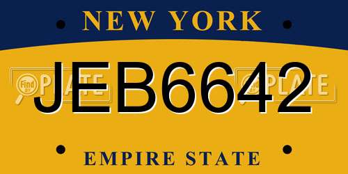 JEB6642 New York License Plate