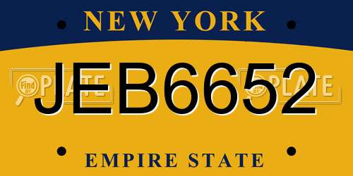 JEB6652 New York License Plate