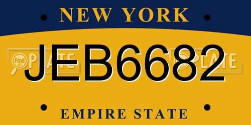 JEB6682 New York License Plate