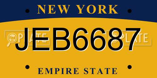JEB6687 New York License Plate