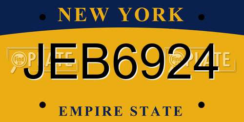 JEB6924 New York License Plate