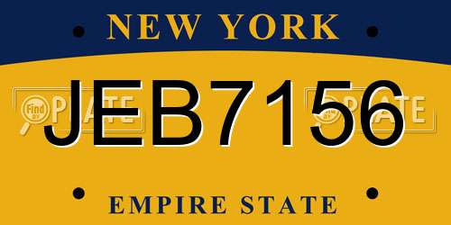 JEB7156 New York License Plate