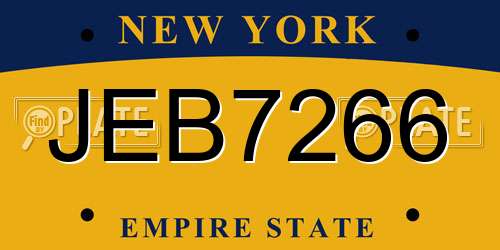 JEB7266 New York License Plate