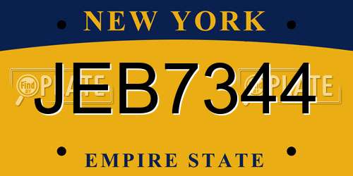 JEB7344 New York License Plate
