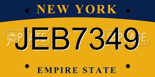 JEB7349 New York License Plate