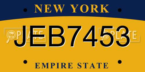 JEB7453 New York License Plate