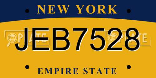 JEB7528 New York License Plate