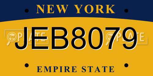 JEB8079 New York License Plate