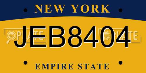 JEB8404 New York License Plate