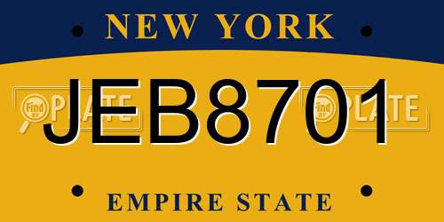 JEB8701 New York License Plate