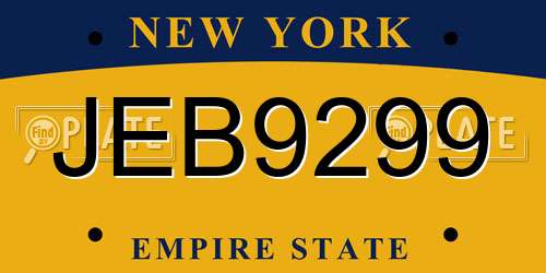 JEB9299 New York License Plate