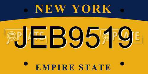JEB9519 New York License Plate