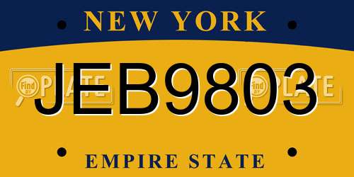 JEB9803 New York License Plate