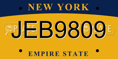 JEB9809 New York License Plate