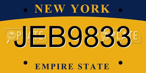 JEB9833 New York License Plate