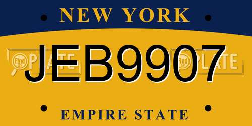 JEB9907 New York License Plate