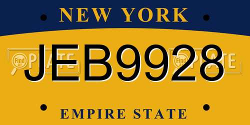 JEB9928 New York License Plate